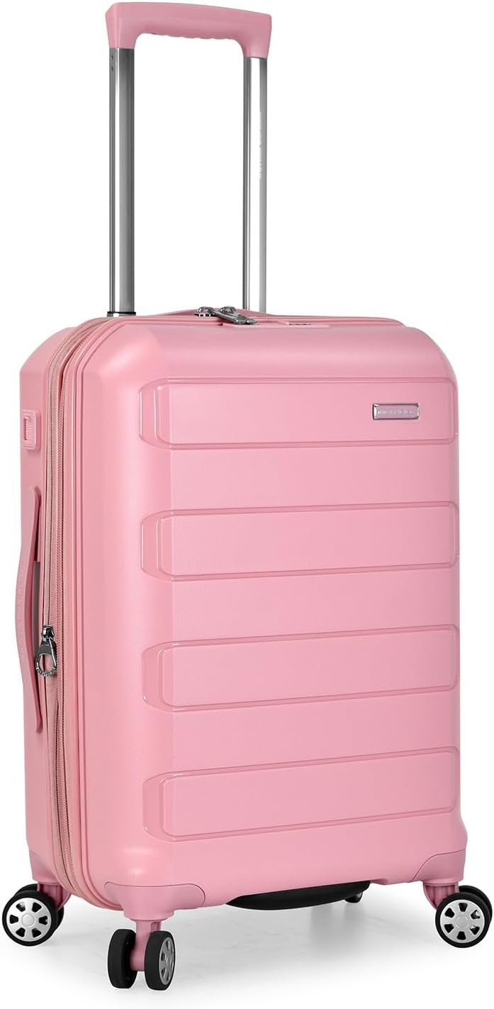 Maleta giratoria Pagosa de Traveler's Choice, ampliable, de carcasa dura indestructible, Rosado, Carry-on 22-Inch