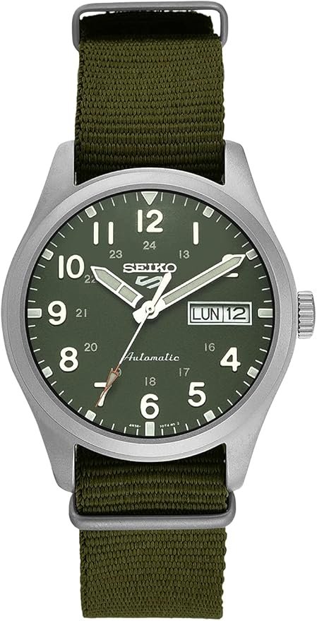 Seiko Reloj automático deportivo 5 para hombre, Olivgrün, Elegante