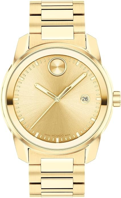 Movado Bold Verso Reloj para hombre, movimiento suizo 3H, pulsera de eslabones de acero inoxidable, resistencia al agua de 3 ATM, reloj de moda de lujo para él, 1.654 in