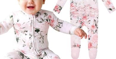 Posh Peanut Pijama para bebé con volantes + pijamas con cremallera de 2 vías con mitones plegables y empuñaduras para los pies, ropa de bebé para niñas