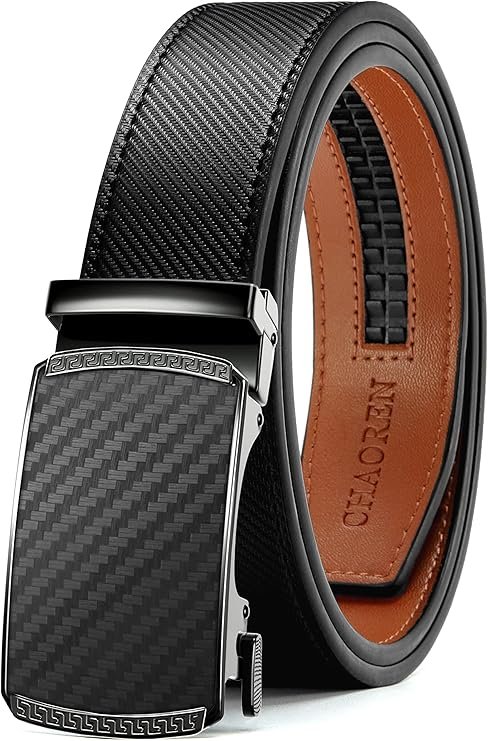 CHAOREN Cinturón de trinquete de cuero para hombre, ajuste personalizable, estilo sin esfuerzo (1.378 in)