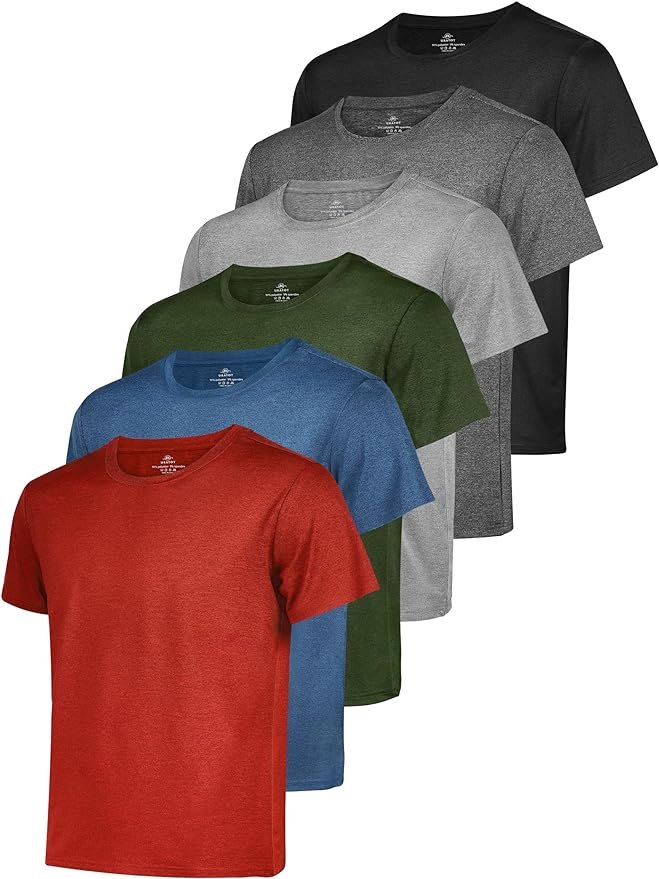 URATOT Camiseta deportiva de manga corta con cuello redondo para hombre, ajuste seco, para correr, gimnasio, camiseta activa