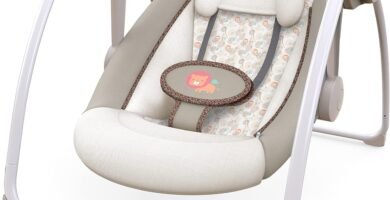 Balancín para bebés Ingenuity Soothe 'n Delight, compacto y portátil, de 6 velocidades con música, se pliega fácilmente, de 0 a 9 meses, 6 a 20 libras...